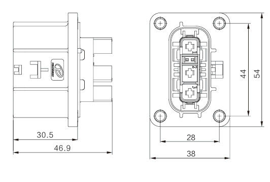 Neopower Secure-Lock 3 Pin Automotive Power & Signal Connector, 800V/16A, υδατοασφαλής IP67, HVIL