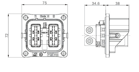 Neopower 2 Pin Υβριδική σύνδεση υψηλής τάσης 400A 1000V με HVIL και προστασία 360°