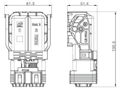 Neopower 2 Pin Υβριδική σύνδεση υψηλής τάσης 400A 1000V με HVIL και προστασία 360°
