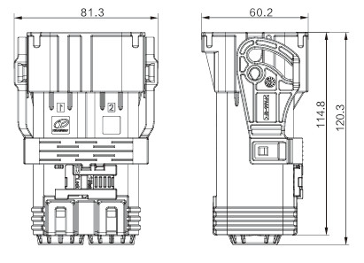 Neopower 2 Pin Υβριδική σύνδεση υψηλής τάσης 400A 1000V με HVIL και προστασία 360°